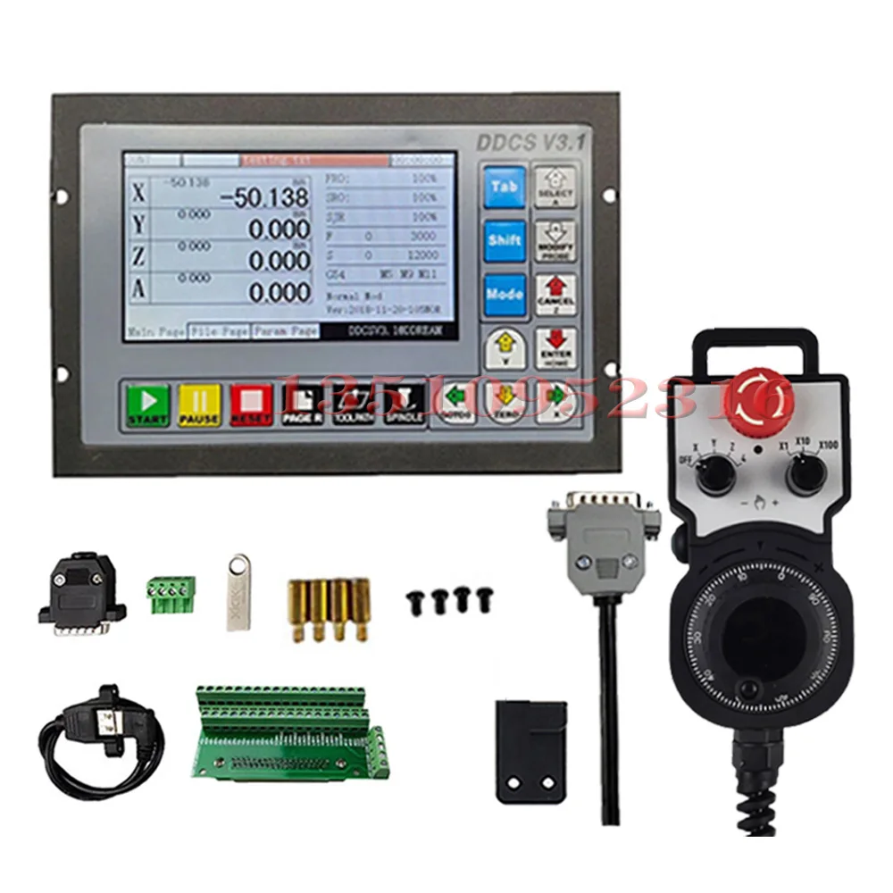 Ddcsv3.1 Cnc 3/4 محور غير متصل تحكم G Code 500khz + E-stop Mpg عقارب + مسبار مكتشف الحواف ثلاثي الأبعاد + مصدر طاقة 75w24v
