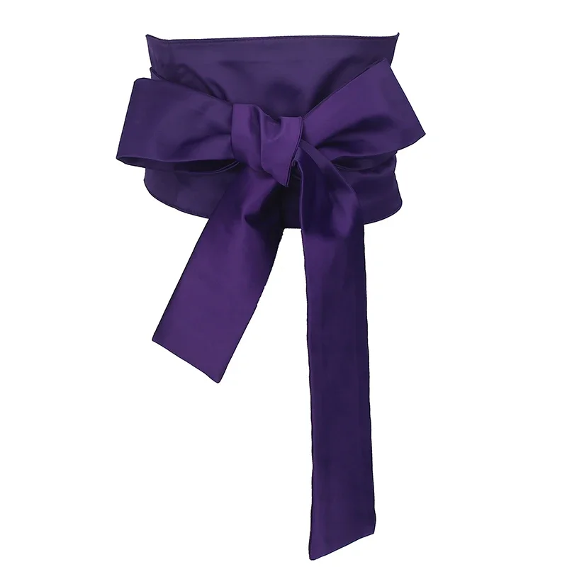 2019 Satin Fabric Wide Waist Belt For Women Purple Blue Pink Self-Tie Bandage Dress Belt For Ladies Slimming Corset Girdle Belts