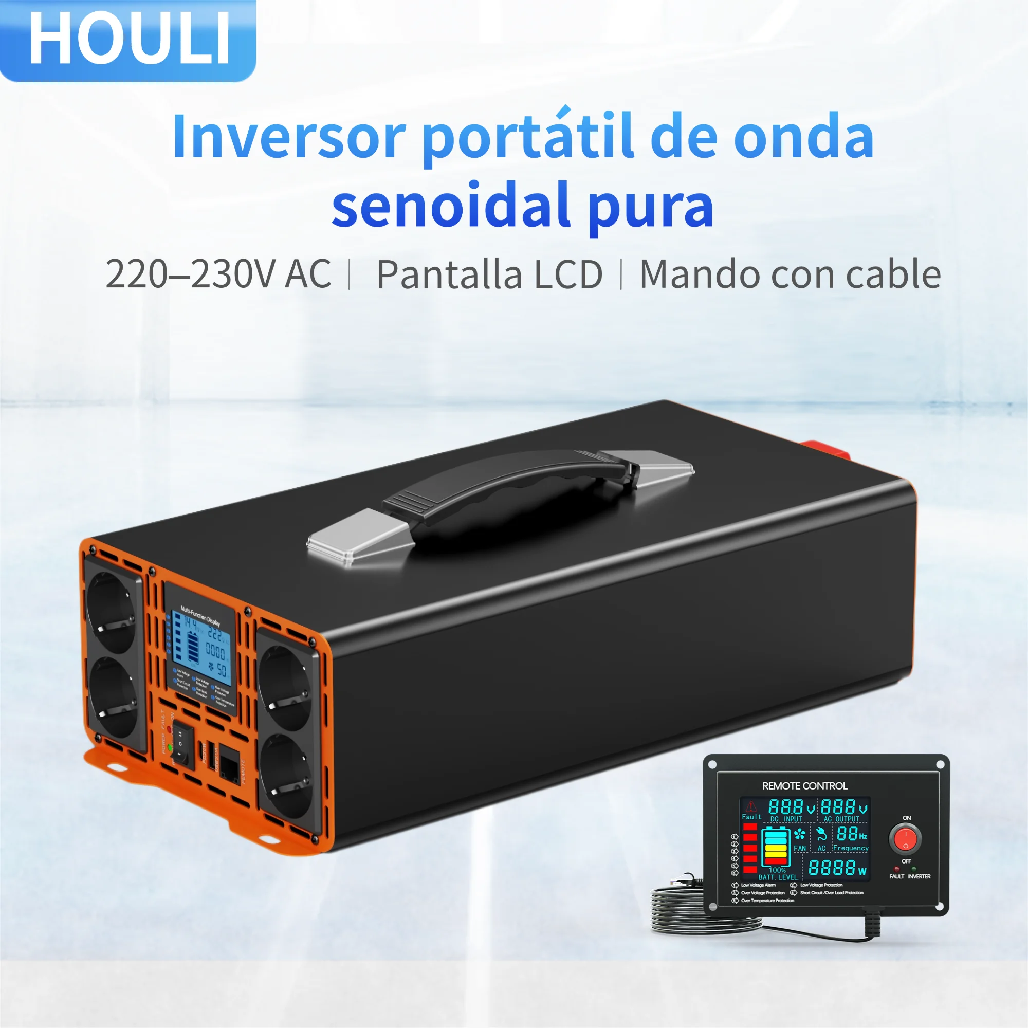 

Мощный инвертор 10000 Вт-12000 Вт, преобразователь напряжения с чистой синусоидой, 24 В/48 В до 230 В для домашнего/автомобильного использования с внешним дисплеем HOULI