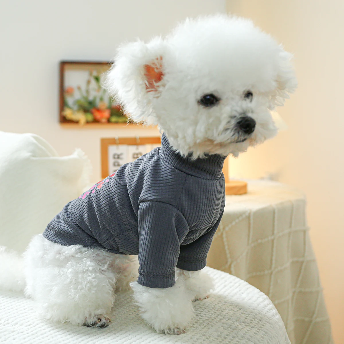 1PC Pet Clothing Dog Love Full Cat Pullover Spring and Autumn Bottom Shirt Suitable for Small and Medium sized Dogs