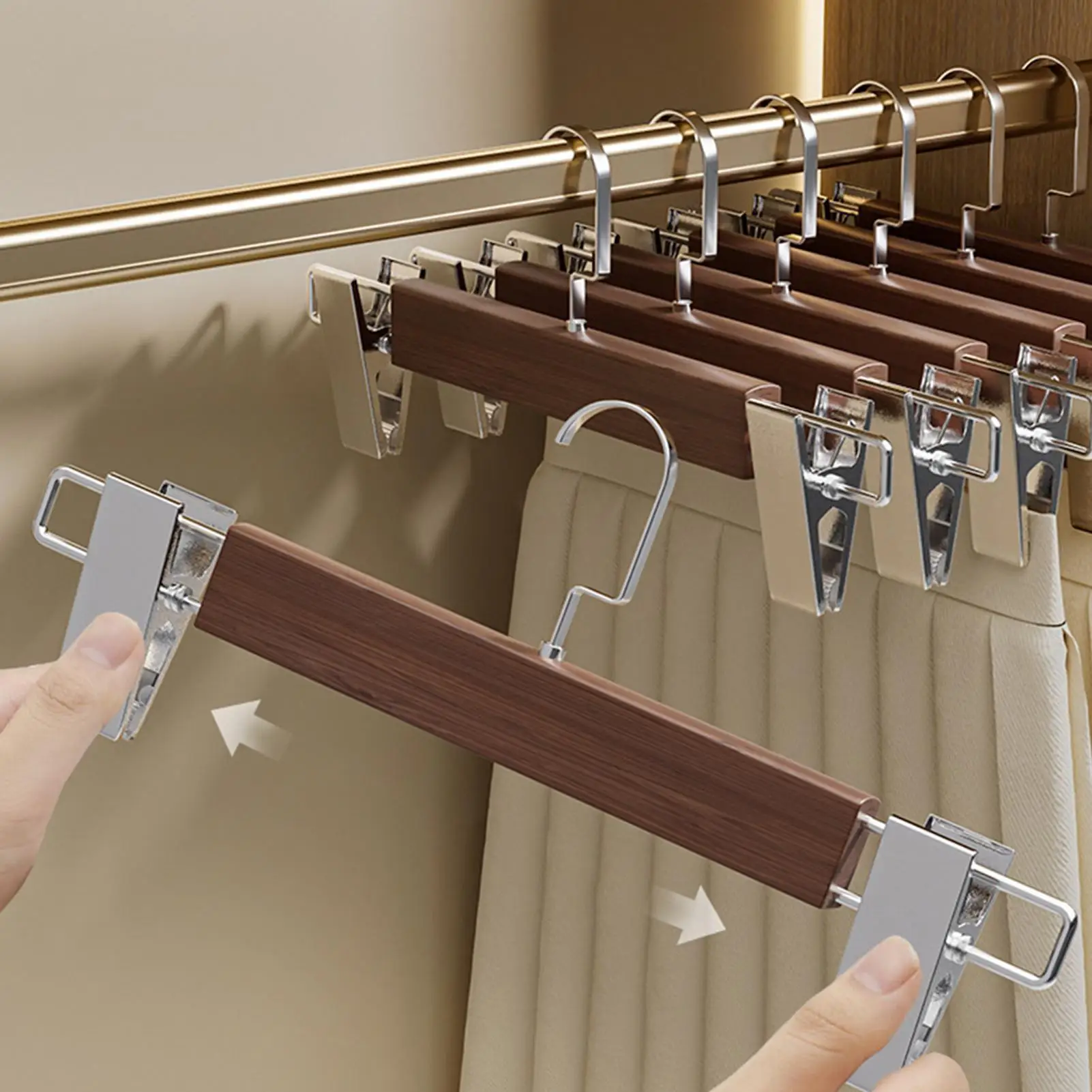 

Pants Hangers with Adjustable Non-Slip Clips Anti-Rust Hanging Hook for Trouser Skirts Jeans Clothes Hangers