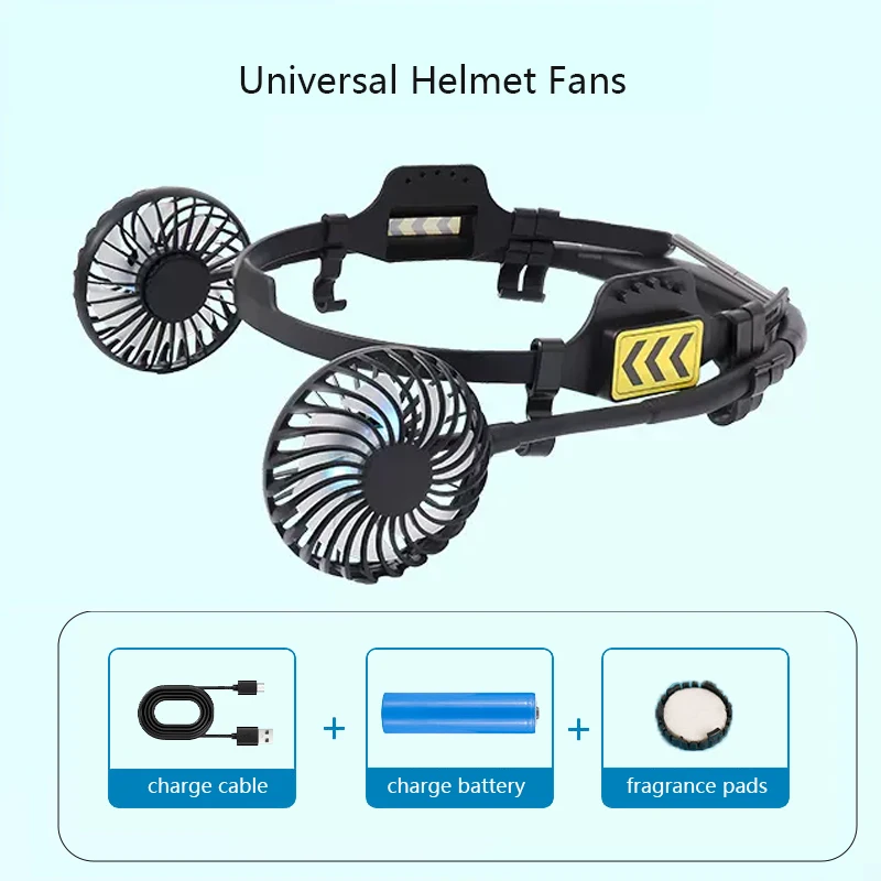 2023 Baru Kipas Angin Portabel untuk Pendinginan Musim Panas Topi Keras 3 Kecepatan Gigi Lampu Malam Adaptor Universal untuk Semua Gaya Topi helm Safety