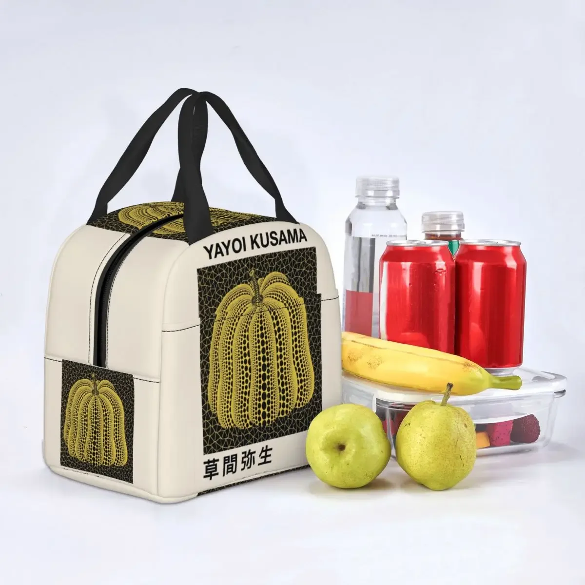 Yayoi Kusama Pumkin Forever Insulated Lunch Bag for Camping Travel Abstract Art Portable Cooler Thermal Lunch Box Women Kids