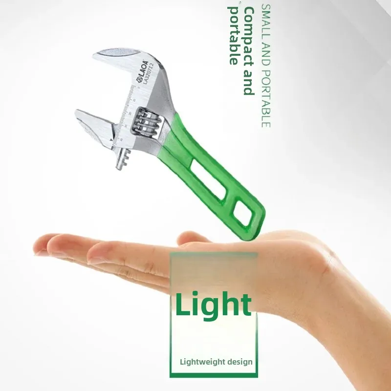 Chave ajustável de 6 polegadas Mini Macaco Alça curta Chave HCS Material Escala laser Chave enrolada em borracha