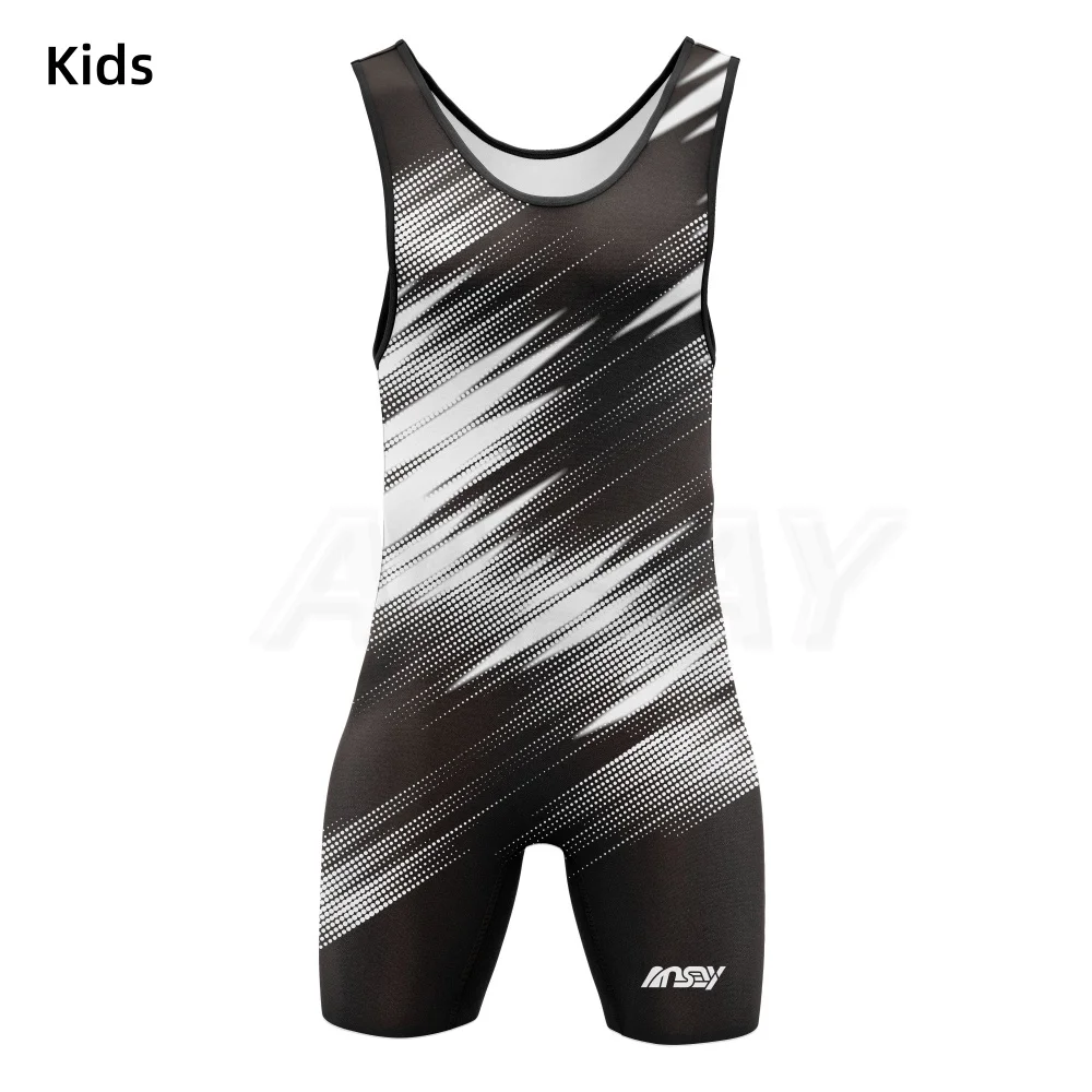 

New Arrival Kids Wrestling Singlet Suit Boxing PowerLifting Bodysuit Shapewear Fitness Gym Sports Costumes Run Swim Sets