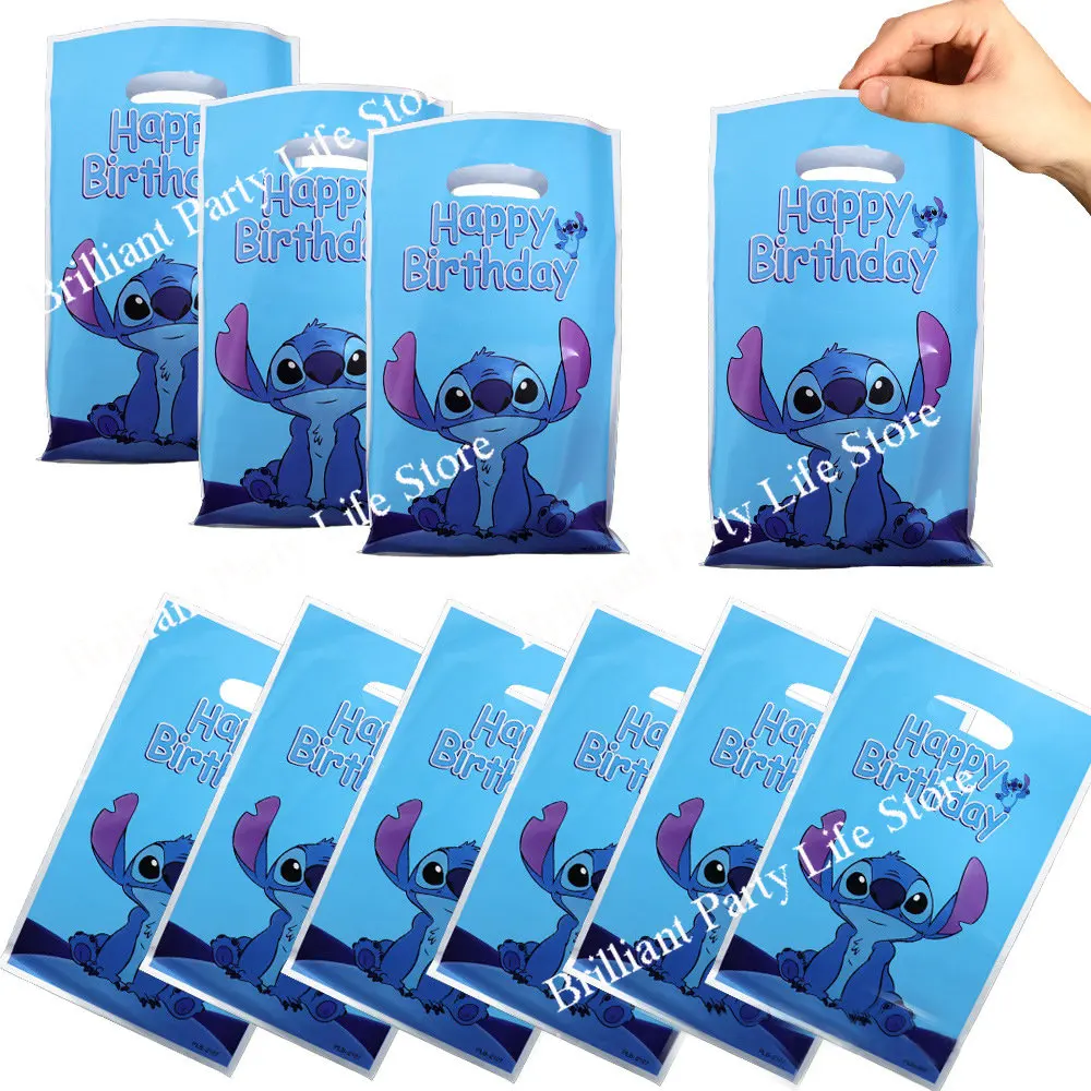 10pcs 16.5*25cm Plastic Gift Bag Stitch Princess Frozen Loot Bag Kid Boy Birthday Party Supplies Cartoon Theme Decorations