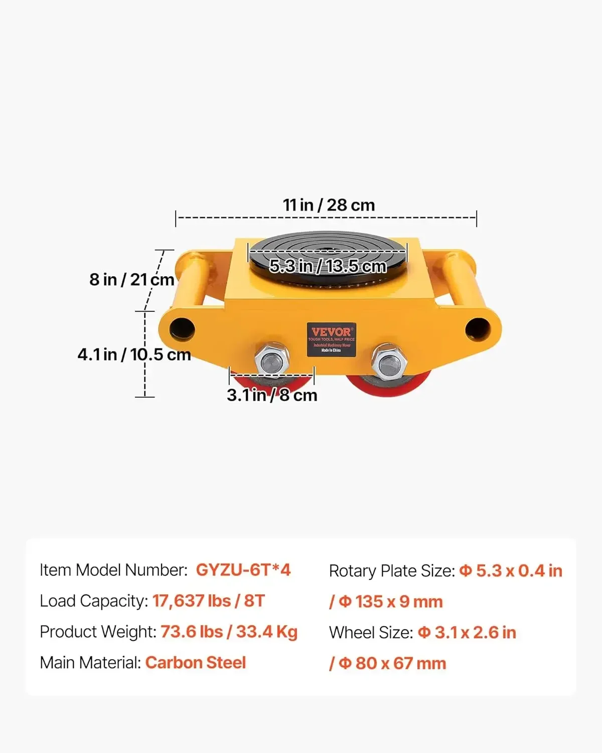 

Бестселлер: Комплект из 4-х тележек-скейтов для оборудования, грузоподъемность 7,996 тонн, для перемещения тяжелого оборудования