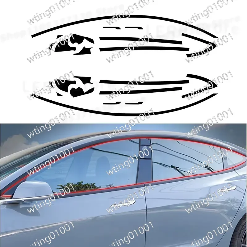 for X-T for Tesla Model 3 2017-2023 Chrome Window Trim Sticker PVC Door Handle Protector Exterior Decorative Film DIY