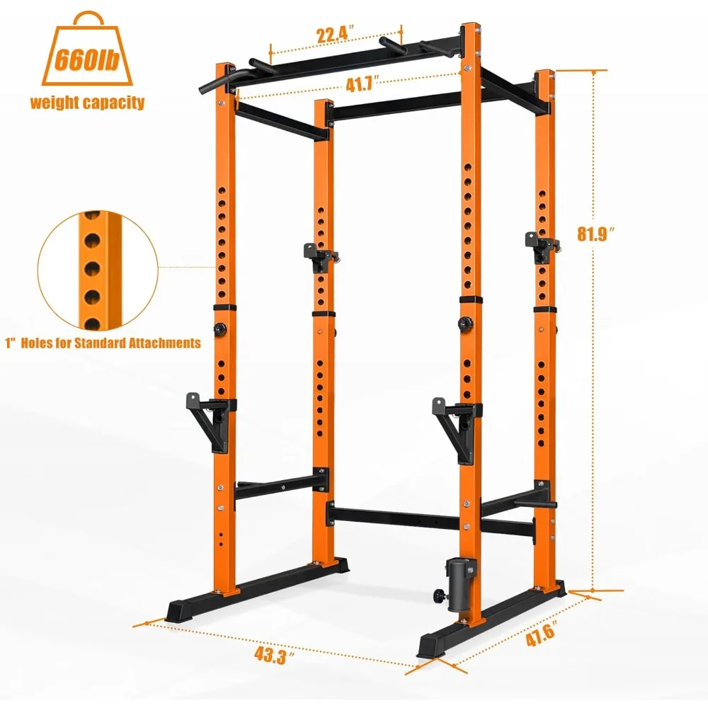 Power Rack, Rack Cage for Weight Training, Adjustable Squat Stand Rack for Home Gym Equipment, Lifting Cage with 660lb