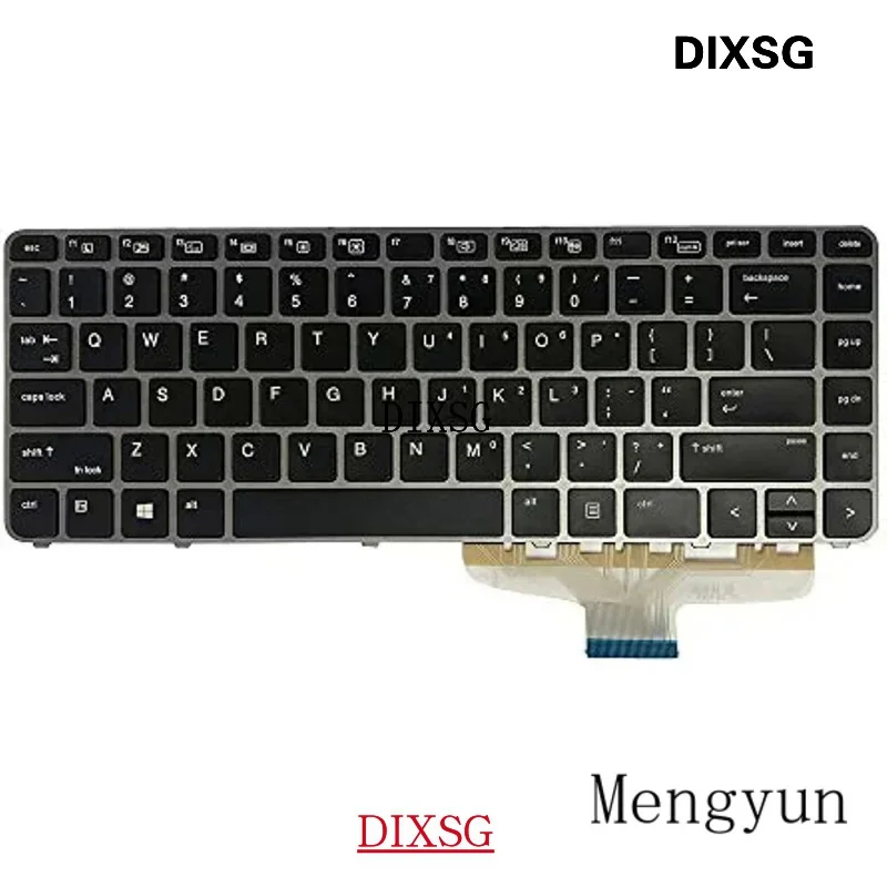 Laptop backlit US keyboard replacement for HP EliteBook Folio 1040 G3 818252-001 844423-001 9Z. nchbq.001, NSK-CY0BQ (Silver)