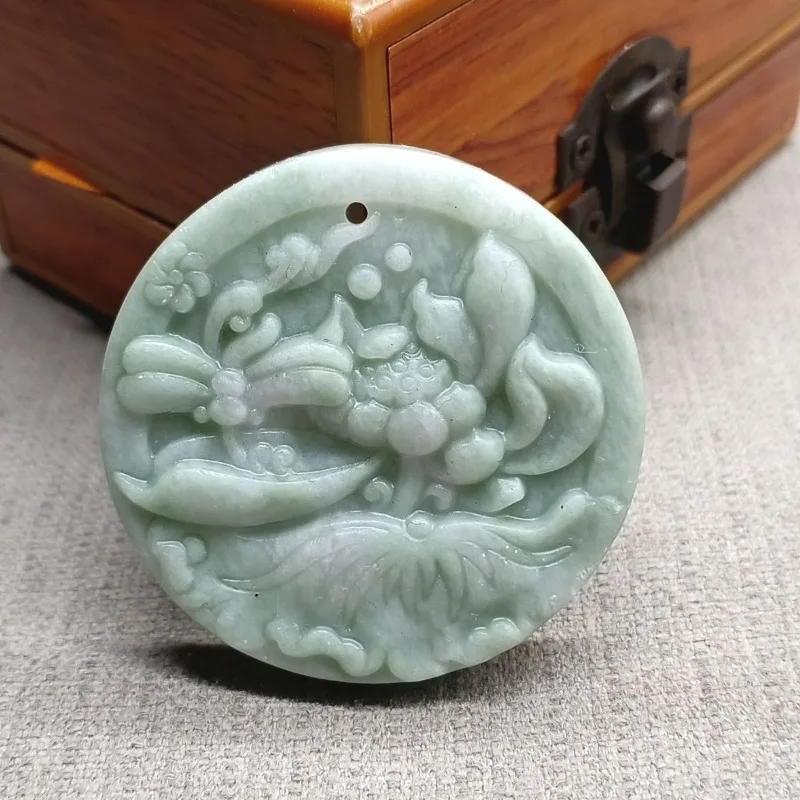 

Classic Fashion Lotus Round Jade Pendant, Fashionable Versatile Pendant