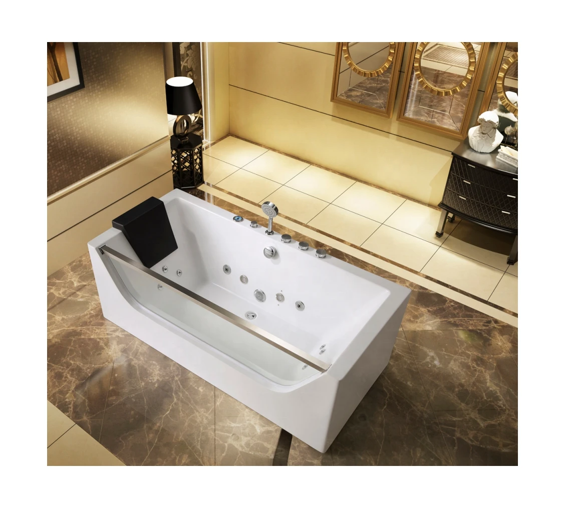 Window Modern Small Acrylic Massage Bathtub Whirpool Air Bubble Function Waterfall Luxury Hotel Use SPA Tub Foshan Jacuzzier