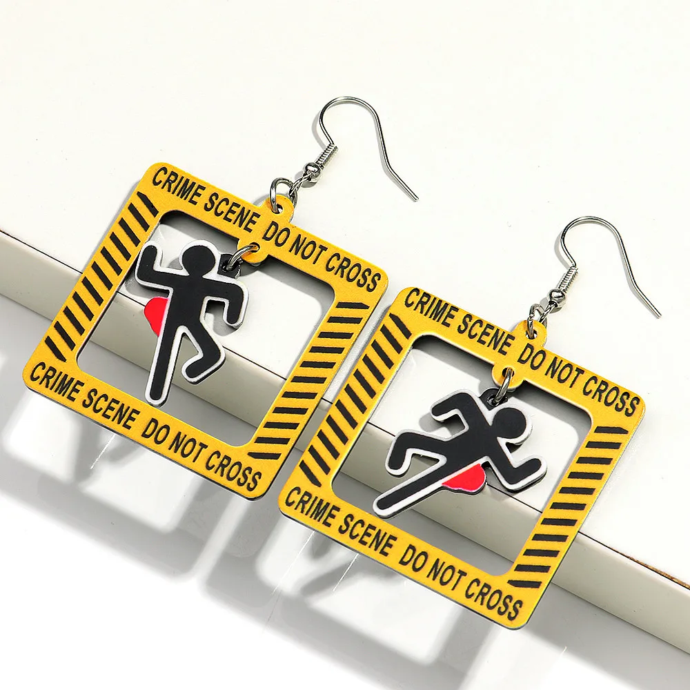 أحدث هالوين الجريمة المشهد مربع الاكريليك أقراط للنساء القوطية الدم النخيل الجمجمة انخفاض القرط هدايا مجوهرات الحفلات الرهيبة #1