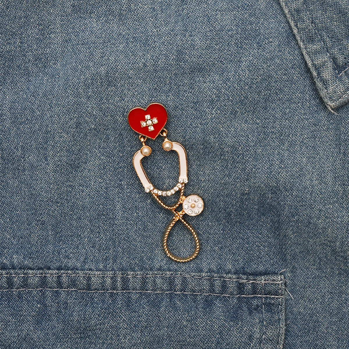 

Модная креативная брошь-стетоскоп, значок для лацкана врача/медсестры, металлический значок, аксессуар для косплея, ювелирное украшение, подарок для друзей