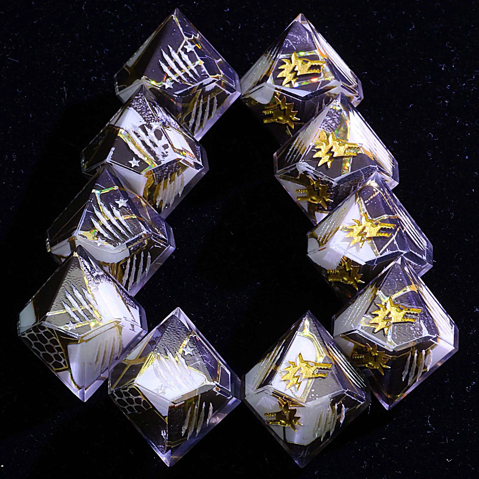 

15 Polyhedral Resin WtA WoD Dice Sets Black and White