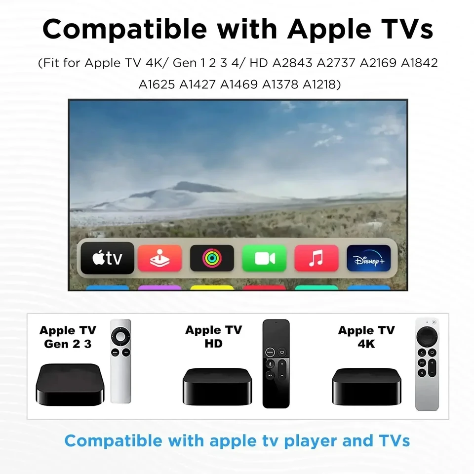 NO Voice Remote Control Fit For Apple TV 4K/ Gen 1 2 3 4/ HD A2843