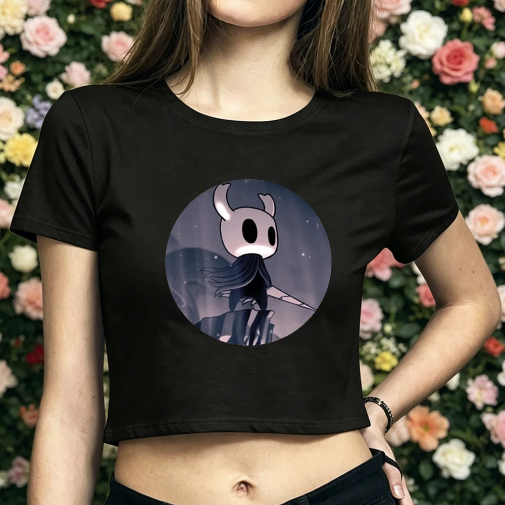 Hollow Knight crop top shoujo 2000s streetwear anime gothic kawaii shirt japanese anime streetwear party scene