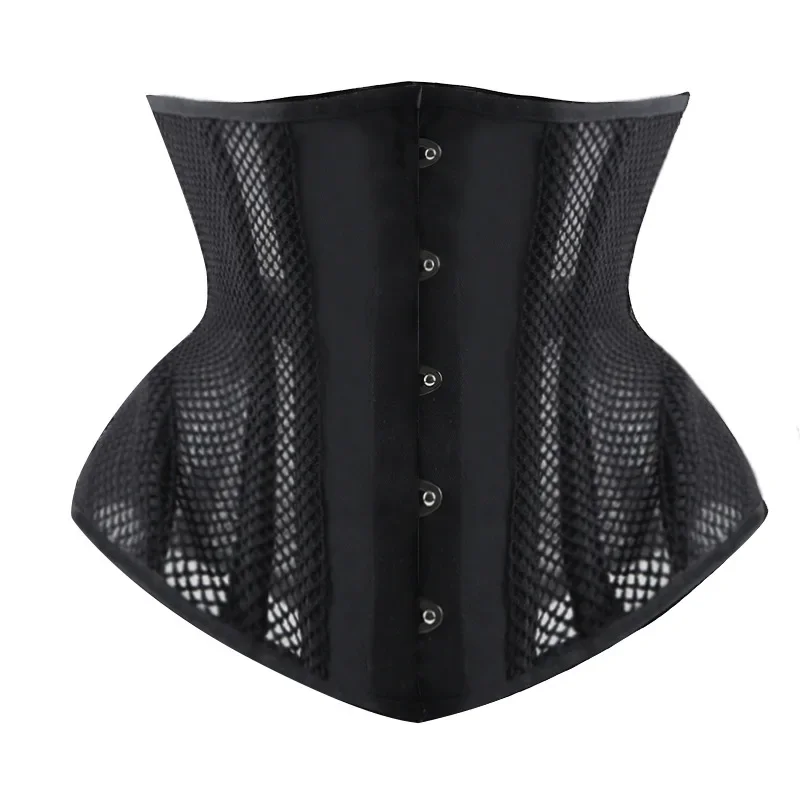 

Underbust Corset Busiter Women Waist Trainer Sexy Black Mesh Corset Goth Vintage Slim Body Belts Streetwear See Through Corselet