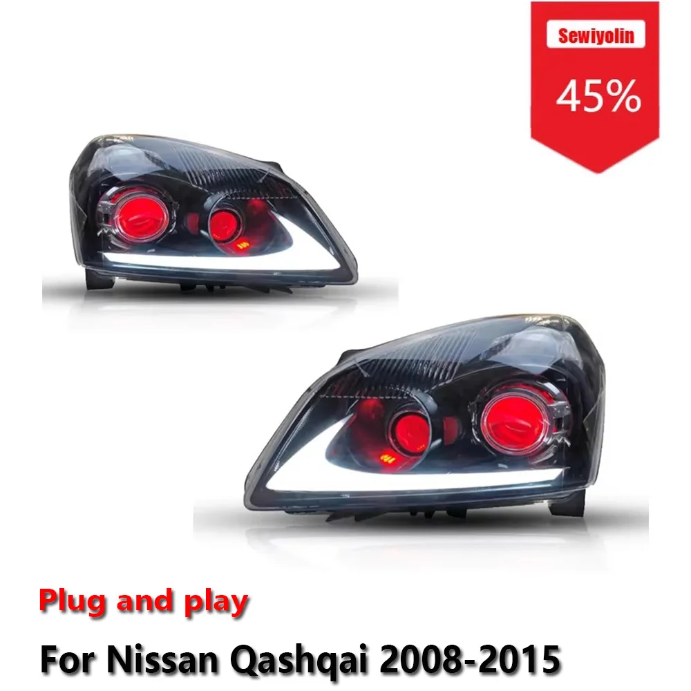 

Sewiyolin автомобильные светодиодные фары в сборе для Nissan Qashqai 2008-2015 противотуманные фары DRL тормозной указатель поворота Plug and Play