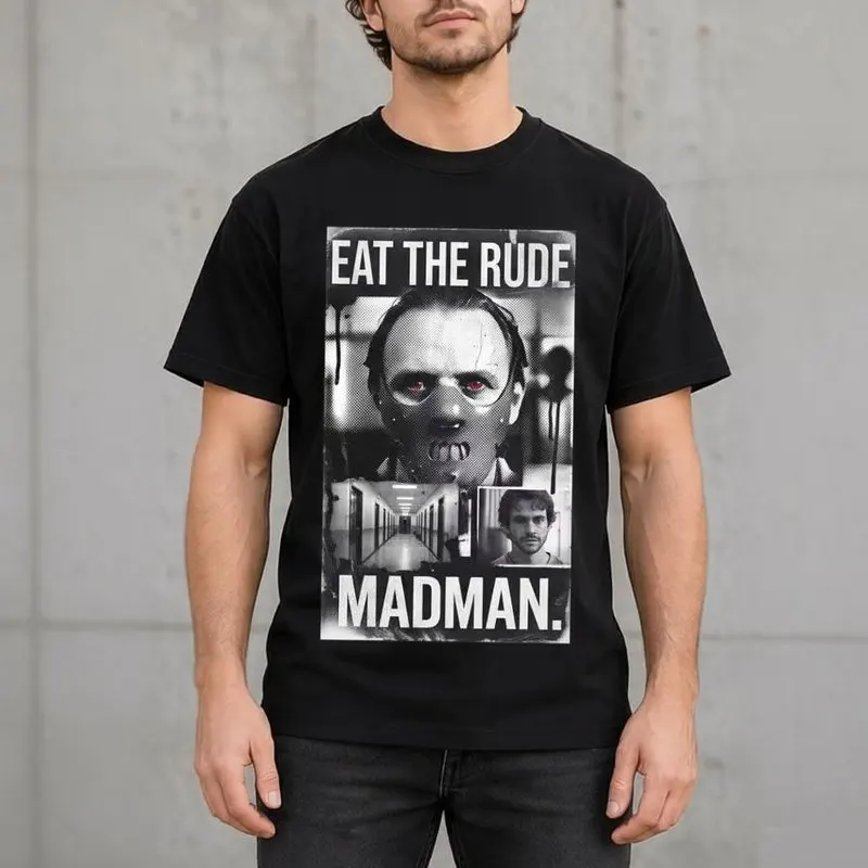 Hannibal Lecter Eat The Rude Graphic T-Shirt Horror TV Series Vintage Gothic Unisex Short Sleeve Tee Hopkins Print Casual Tops