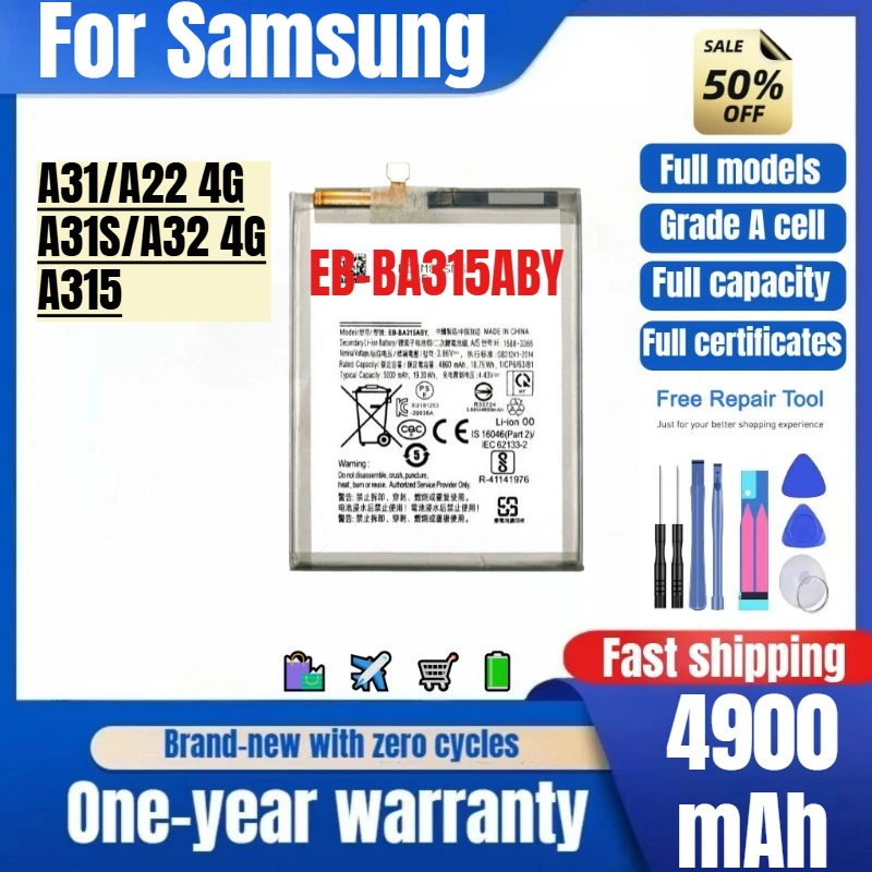 

EB-BA315ABY for Samsung A31/A22 4G/A31S/A32 4G/A315 Phone Battery High Quality High Capacity Replacement Bateria with Tools