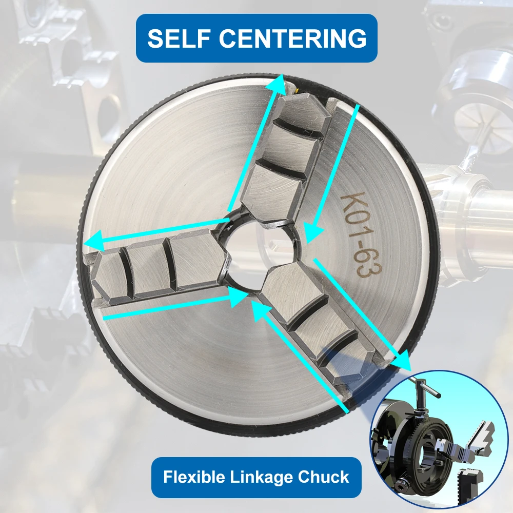 XCAN Lathe Chuck K01 50 63 80B 100B Self-Centering Mini Lathe Chuck 3 Jaw Wood Lathe Tool