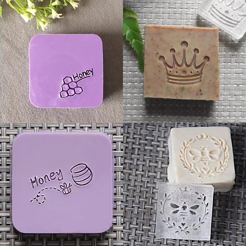 Handmade Soap Seal with Bee Pattern, DIY Natural Soap Making Stamp Tool, Transparent, Cute, Custom