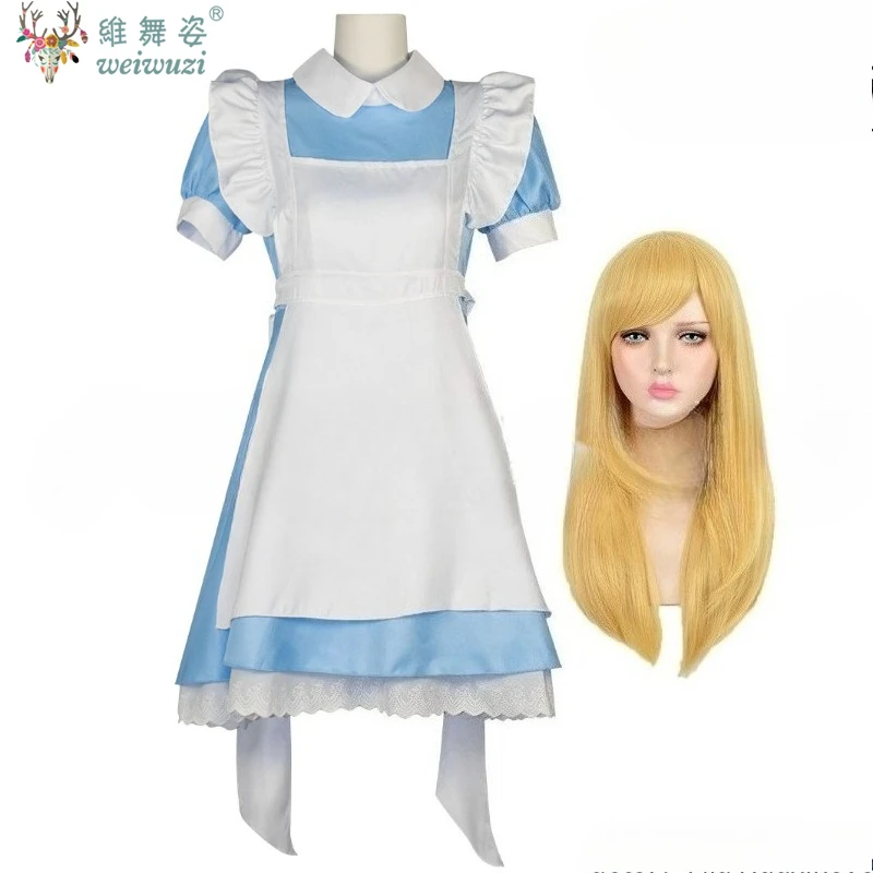 

New Halloween Adult Women Alice in Wonderland Cosplay Costume Maid Sweet Cute Lolita Dress Masquerade Party Stage Fancy Dress