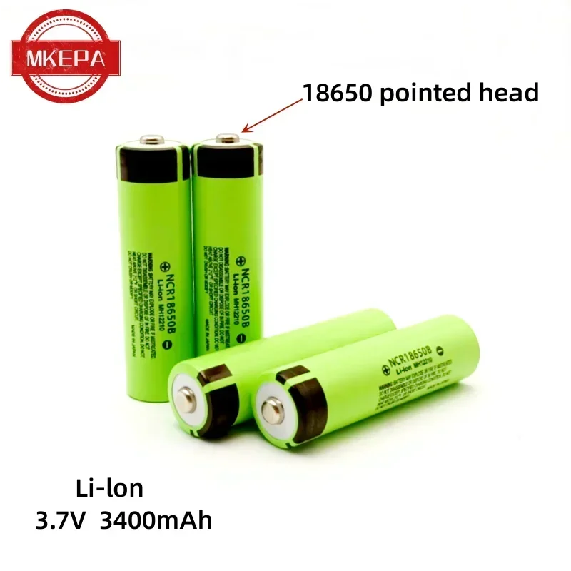 리튬 이온 NCR 충전식 배터리 Ncr손전등 소형 팬 등에 적합, 3.7V, 3400mAh, 18650 34B