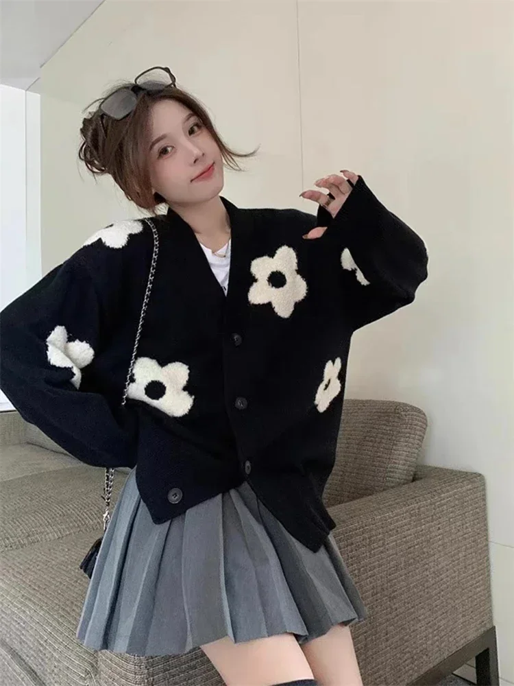 Winter Women Sweater Knitted Cardigan Oversize Girls Sweater Woman Cashmere  Pullover Tops Long Sleeve Maxi Vintage Y2k Thick