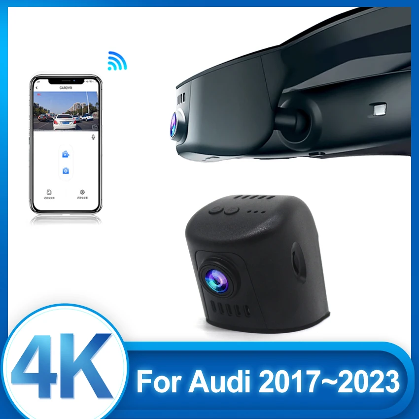 

Передняя и задняя камера 4K HD с Wi-Fi для Audi A3 A4 A5 A6 A7 A8 Q3 Q5 Q7 2017-2023, автомобильный видеорегистратор с управлением через приложение Plug And Play