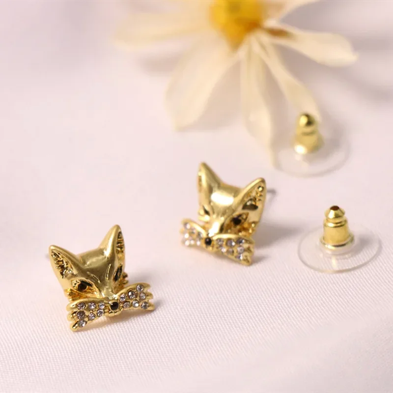 Fox Earrings or Necklace Set for Women, Matte-Studded Jewelry Gift