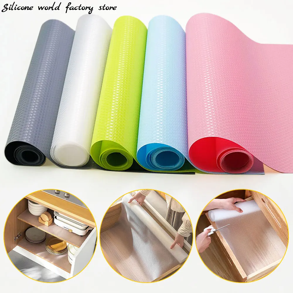 Reusable Shelf Liners Cabinet Mat Drawer Mat Moisture-Proof Waterproof Dust Anti-Slip Fridge Kitchen Table Pad Paper