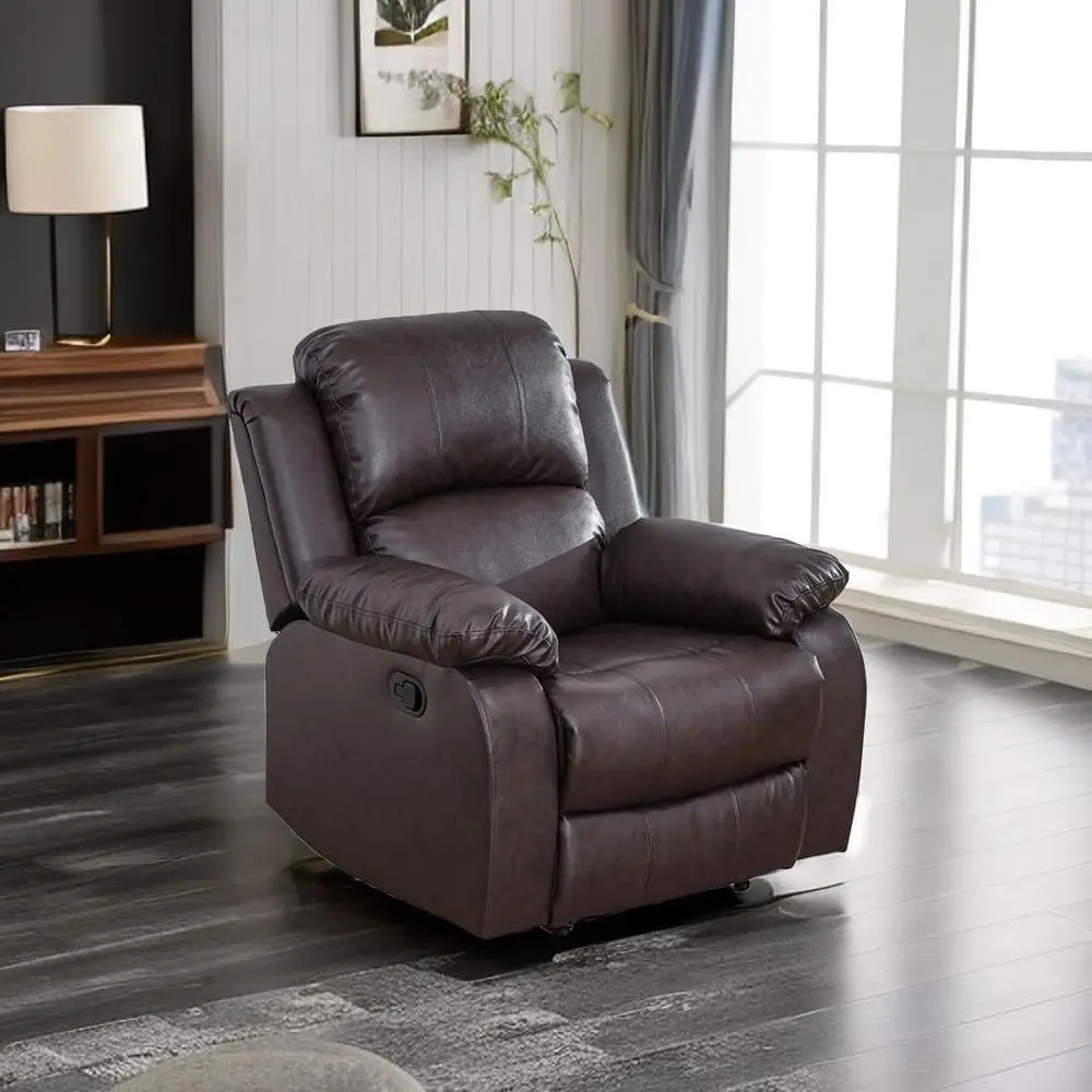 

Leather Recliner Chair or Living Room urniture Set,Black Leather Reclining Couch or Small Space/Rv, Wall Her Single Recliner/Hom