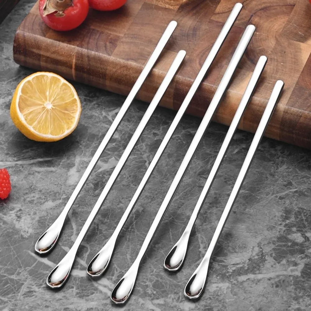 4PCS Stainless Steel Coffee Stirring Spoon Long Handle Mini Drink Mixing Swizzle Stick Portable Thickened Drink Stirrers