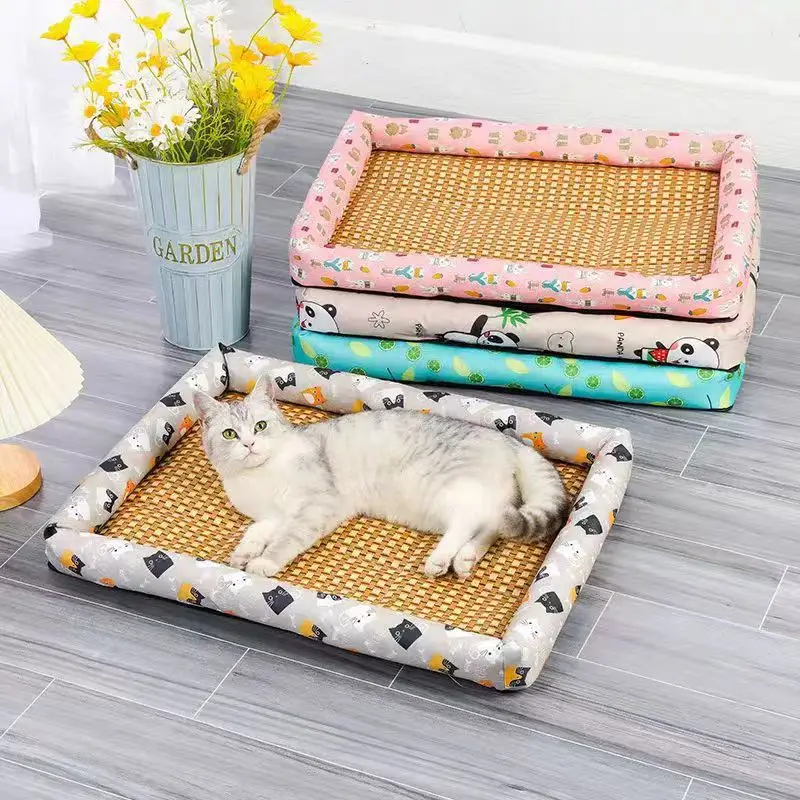 

Pet Mat Mat Cat Nest Ice Silk Mat Teddy Small and Medium Sized Kennel Summer Cooling Dog Bed Pet Supplies Cross-Border