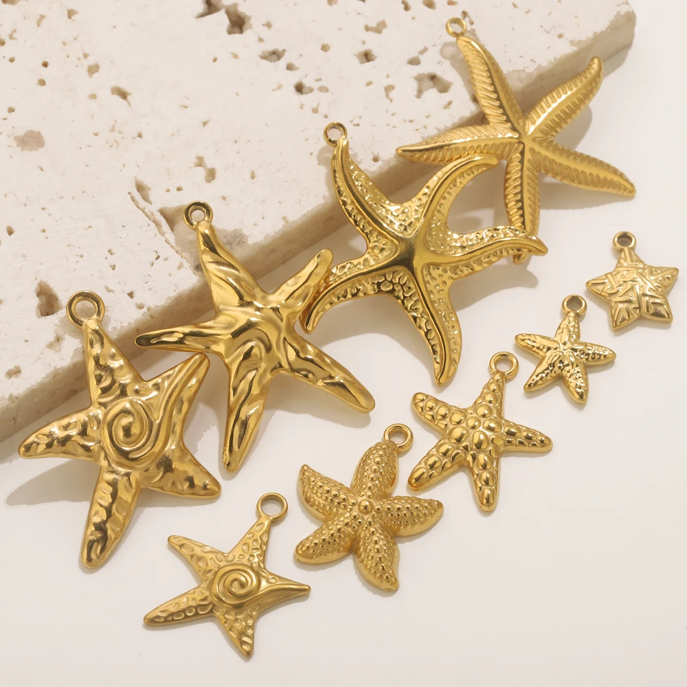 5 قطعة الفولاذ المقاوم للصدأ الصيف نجم البحر نجمة البحر سحر DIY بها بنفسك القرط مواد المجوهرات صنع قلادة لوازم الحرف بالجملة #3