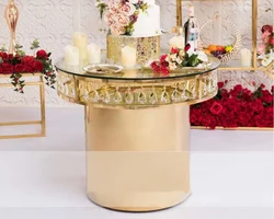 Crystal Stainless Steel Round Event Furniture Wedding Cake Table Center table