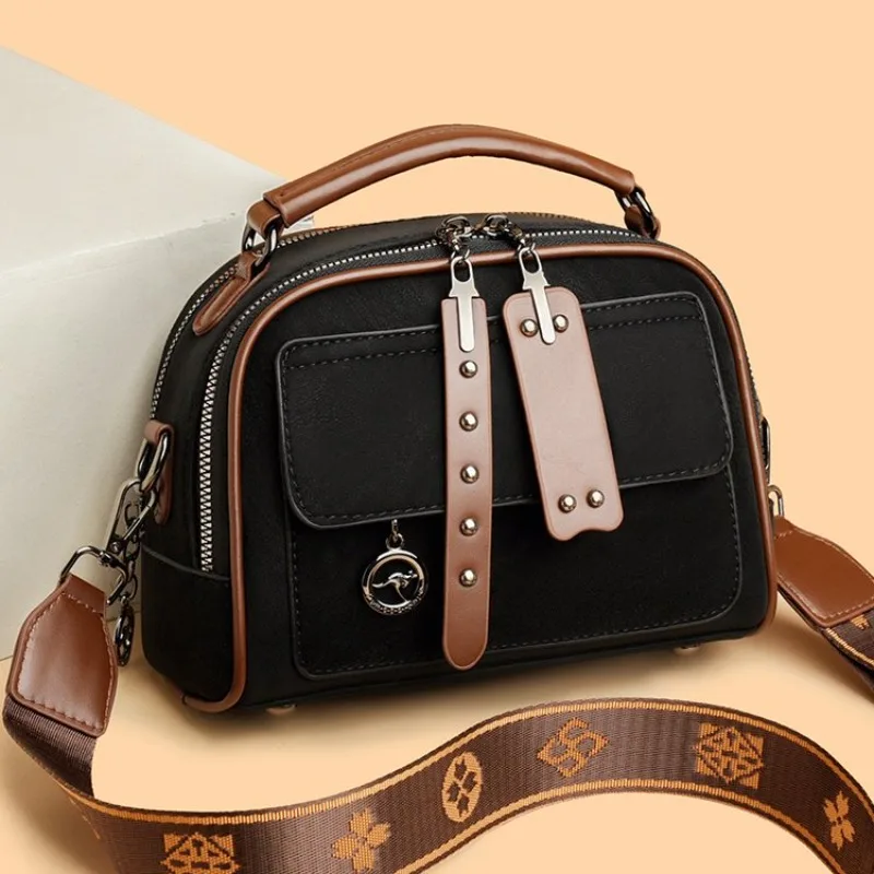 Minimalist Leather Diaper Bag Luxury Tote Shoulder Bag With Letter Logo Trendy Vintage For Women Ladies