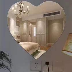 7.87 Inch Heart-shaped Irregular Bathroom Acrylic Shatterproof Mirrors, Non Glass Wall Mirror Decor for Bedroom, Living Room,