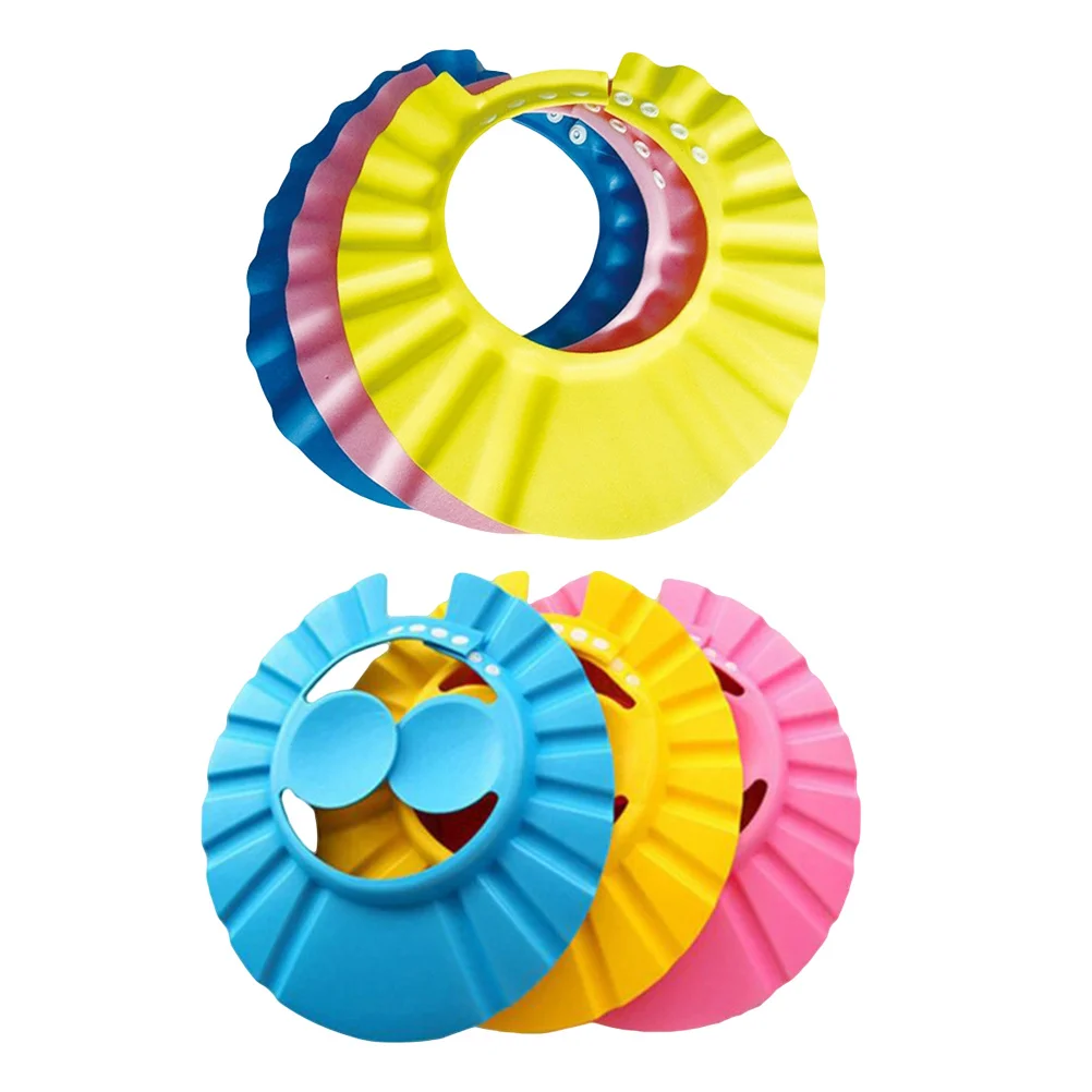 

6Pcs Adjustable Baby Bath Shampoo Shower Cap Soft Elastic Infant Haircut Eye Ear Protection Infant Bathing Cap Baby Shampoo