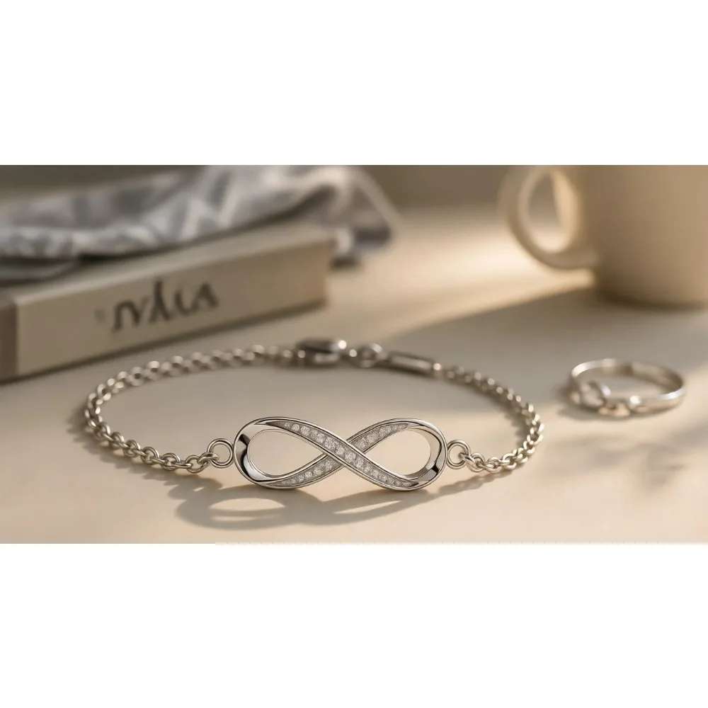 

Браслет из стерлингового серебра Infinity для женщин, подарок для жены, мамы, дочери