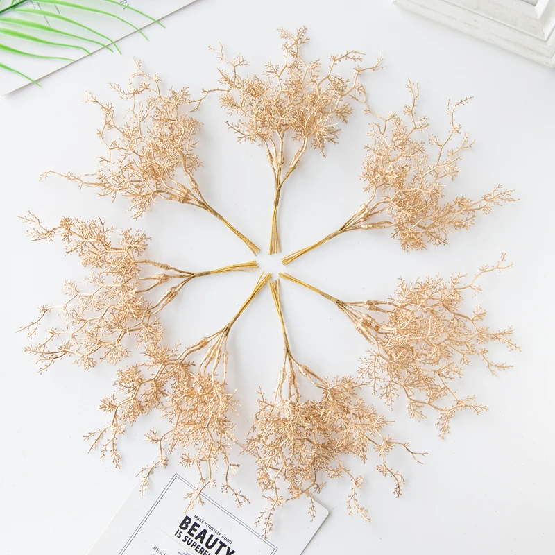 1/3Pcs Künstliche Pflanzen Goldene Silbrig Zweig Weihnachtsbaum Kränze Haar Zubehör Hause Zimmer Wand Hängen Hochzeit Dekoration – Detail 5