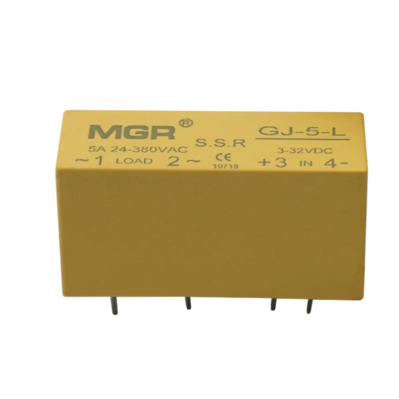 10Pcs GJ-5-L Small Pin Solid State Relay for MGR 5A 380VAC 3-32VDC DC-AC