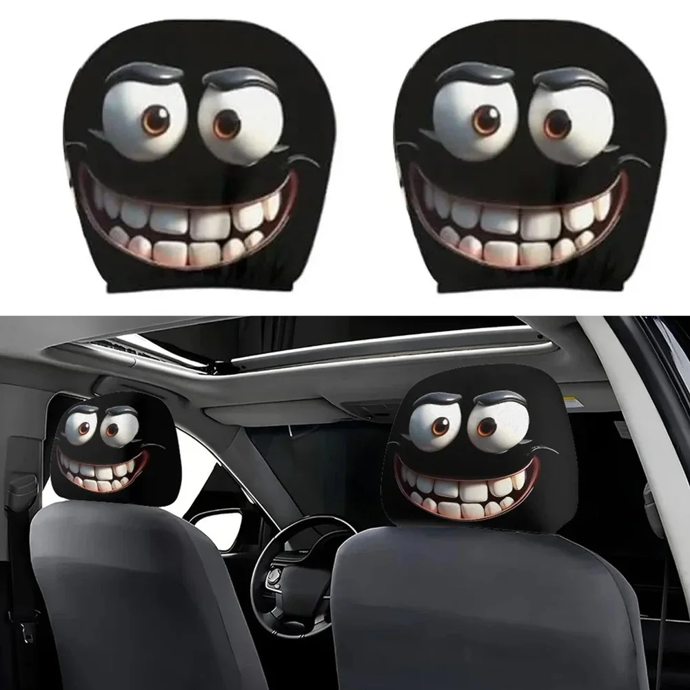 

2 шт., забавный мультяшный чехол на подголовник автомобиля с глазами, защита для автомобильного сиденья, подголовник, жуткие автомобильные чехлы на сиденья для автомобилей на Хэллоуин, Рождество