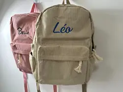 Custom Name Corduroy Backpack: Personalized Embroidered School Bags for Kids and Toddlers