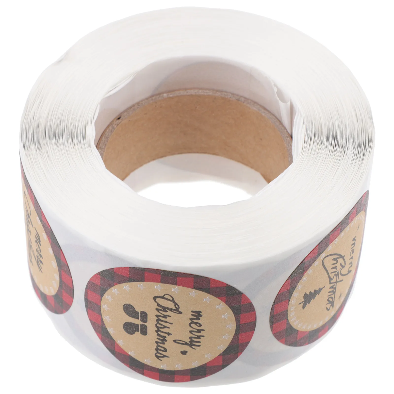 

1 Roll Christmas Sealing Sticker Kraft Paper Self-Adhesive Gift Bag Decal for Party Favors Cake Candy Packaging