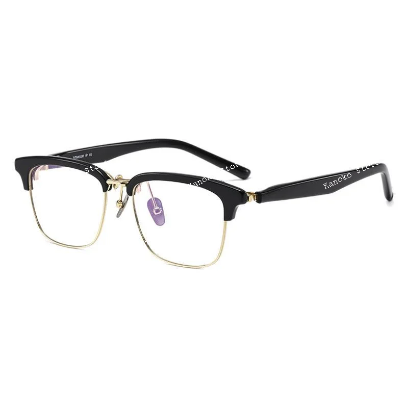 Gafas abatibles de medio marco, soporte para gafas de miopía abatibles hacia arriba para hombres, se puede equipar con gafas ópticas de luz plana antiluz azul