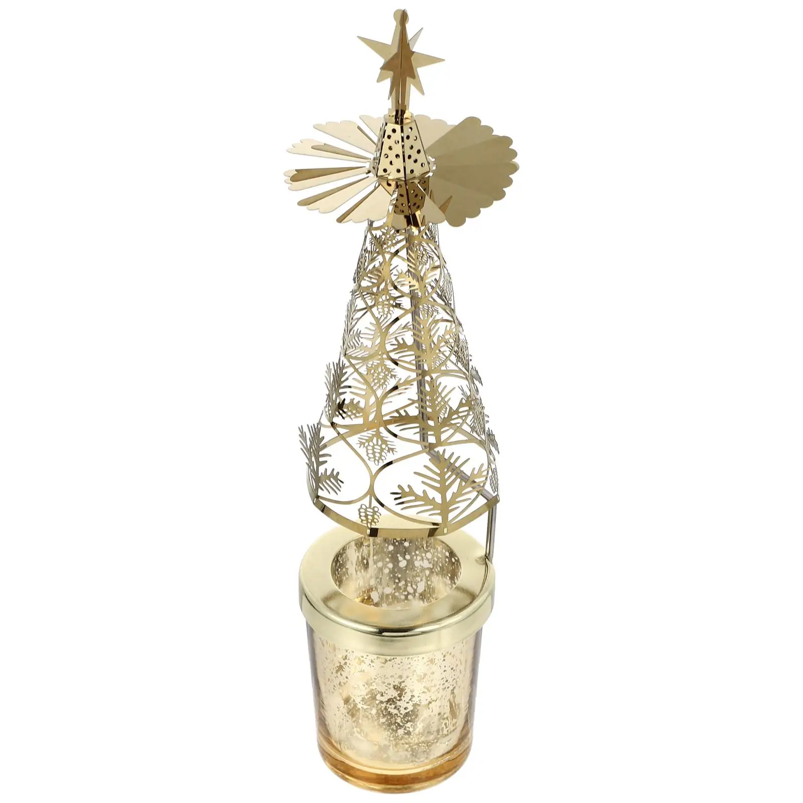 

Christmas Tree Holder Taper Xmas Wrought Iron Festive Candlestick Ornaments Rotary Spinning