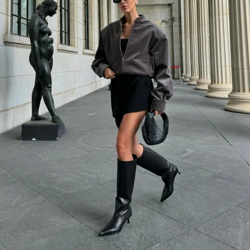 

Retro Sle Women's Jaet Loose Long Sve Zipper Corduroy Stand Collar Coat Autumn New Arrival Ladies Faion Outerwear